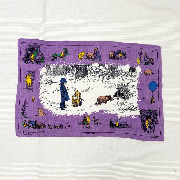 Jonelle Pooh Bear Irish Linen Tea Towel Vintage - Picture 4 of 9